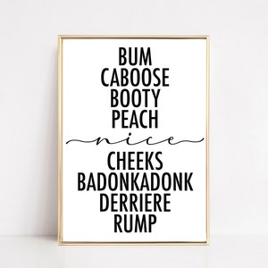 printable wall art for bathroom | home decor bathroom | nice butt sign | nice bum wall art | bathroom poster | digital download