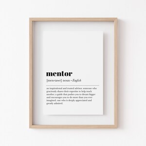 mentor definition print | mentor gift for women | inspirational wall decor | gift for boss | minimalist print | kikiandnim | digital art image 2