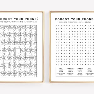 bathroom prints | forgot your phone set of 2 prints | guest bathroom decor | printable wall art | bathroom wall decor | digital download