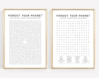 bathroom prints | forgot your phone set of 2 prints | guest bathroom decor | printable wall art | bathroom wall decor | digital download