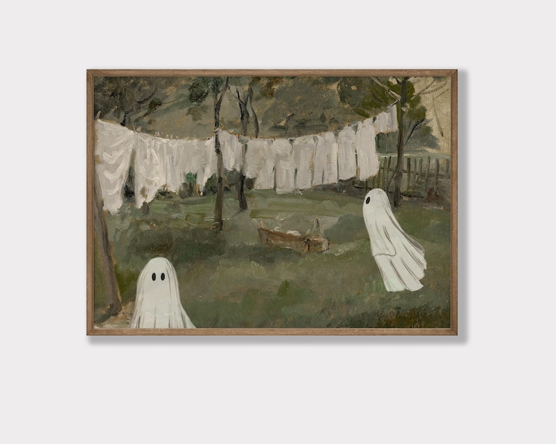 Vintage Laundry Room Decor | Halloween Ghost Print | Funny Halloween ...