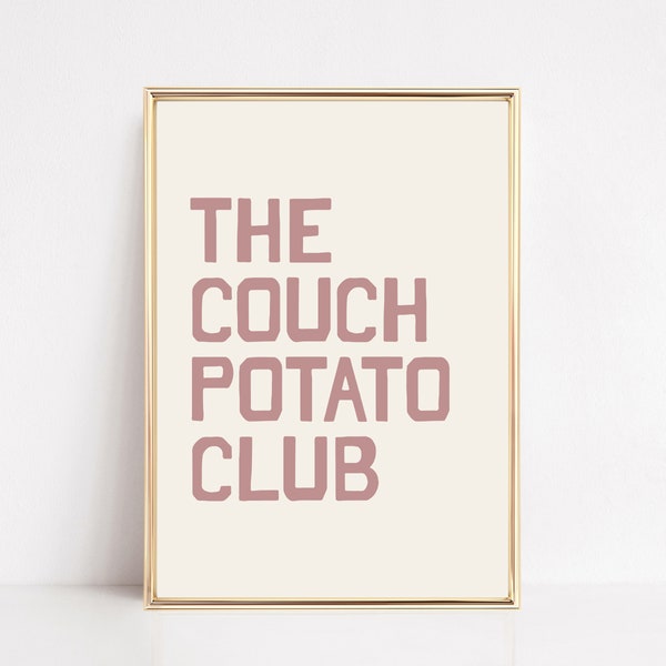 pink wall art | girly decor | funny wall art | living room decor | minimalist apartment art | couch potato club | kikiandnim | digital print