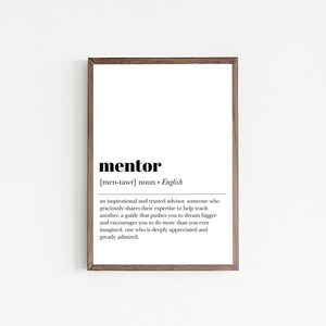 mentor definition print | mentor gift for women | inspirational wall decor | gift for boss | minimalist print | kikiandnim | digital art image 4