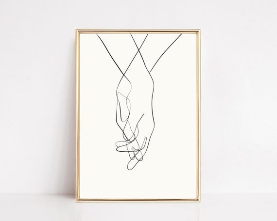 holding hands line art | hands line drawing print | contemporary art print | one line drawing | minimalist printable | digital download