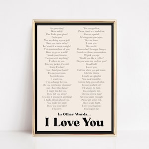 ways to say i love you print | i love you wall art | retro wall art | trendy prints | valentines day printable wall art | digital download