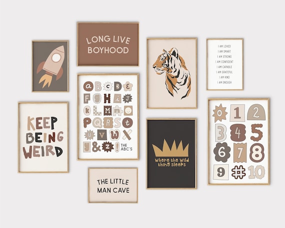 Boys Room Wall Art | Boys Nursery Prints | Neutral Nursery Art | Set of 9 | KIKIANDNIM | Digital Download
