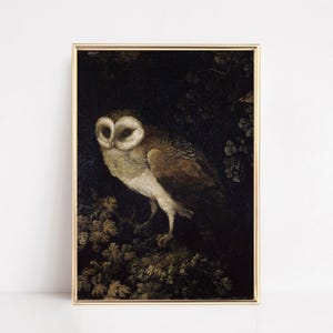 dark academia wall art | moody decor | vintage halloween decor | gothic wall art | vintage owl painting | kikiandnim | digital print image 1