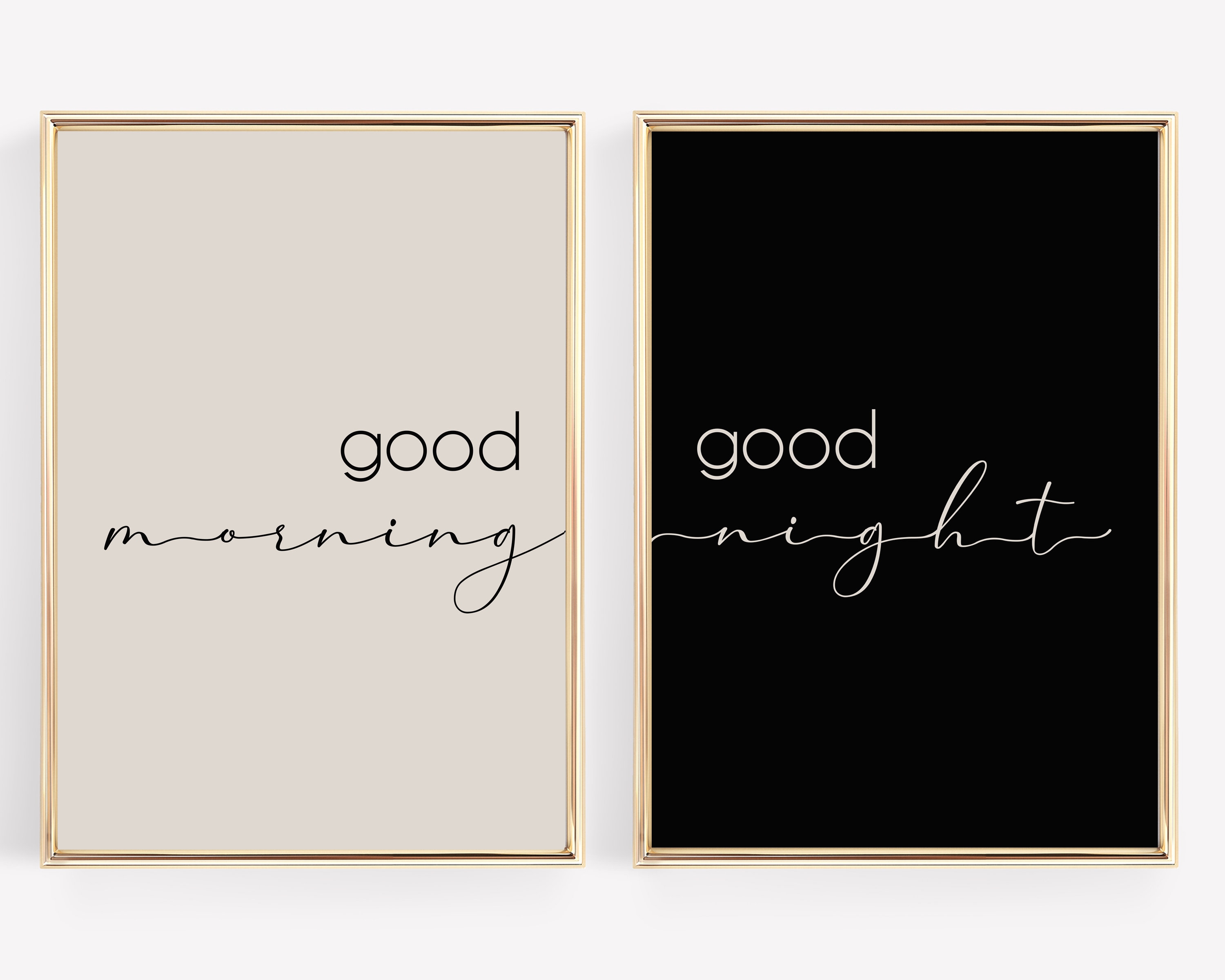 Good morning good night wall art set of 2 printables above Etsy