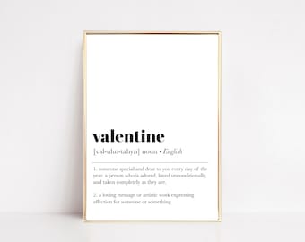 valentine definition print | valentines day gift | valentines day decor | gift for boyfriend | gift for girlfriend | digital downloads