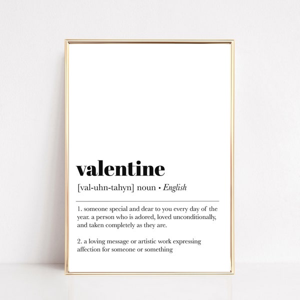 valentine definition print | valentines day gift | valentines day decor | gift for boyfriend | gift for girlfriend | digital downloads