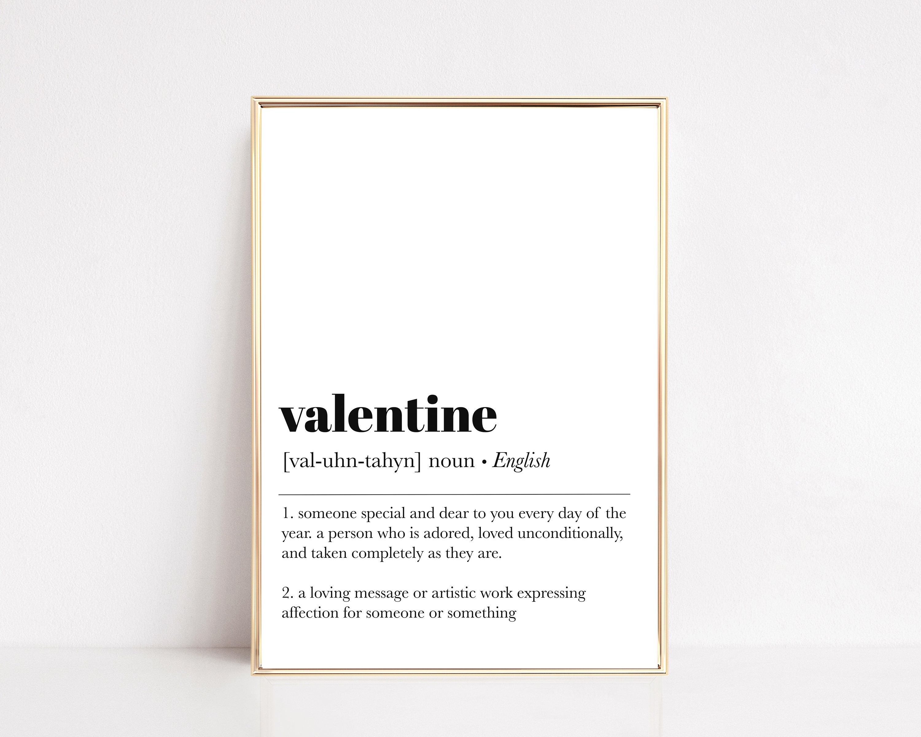 Valentine Definition Print Valentines Day Gift Valentines Etsy