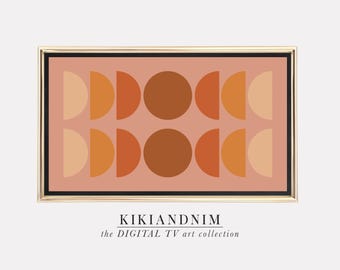 samsung frame tv art | geometric frame tv art | pink and orange samsung art tv | kikiandnim | digital download