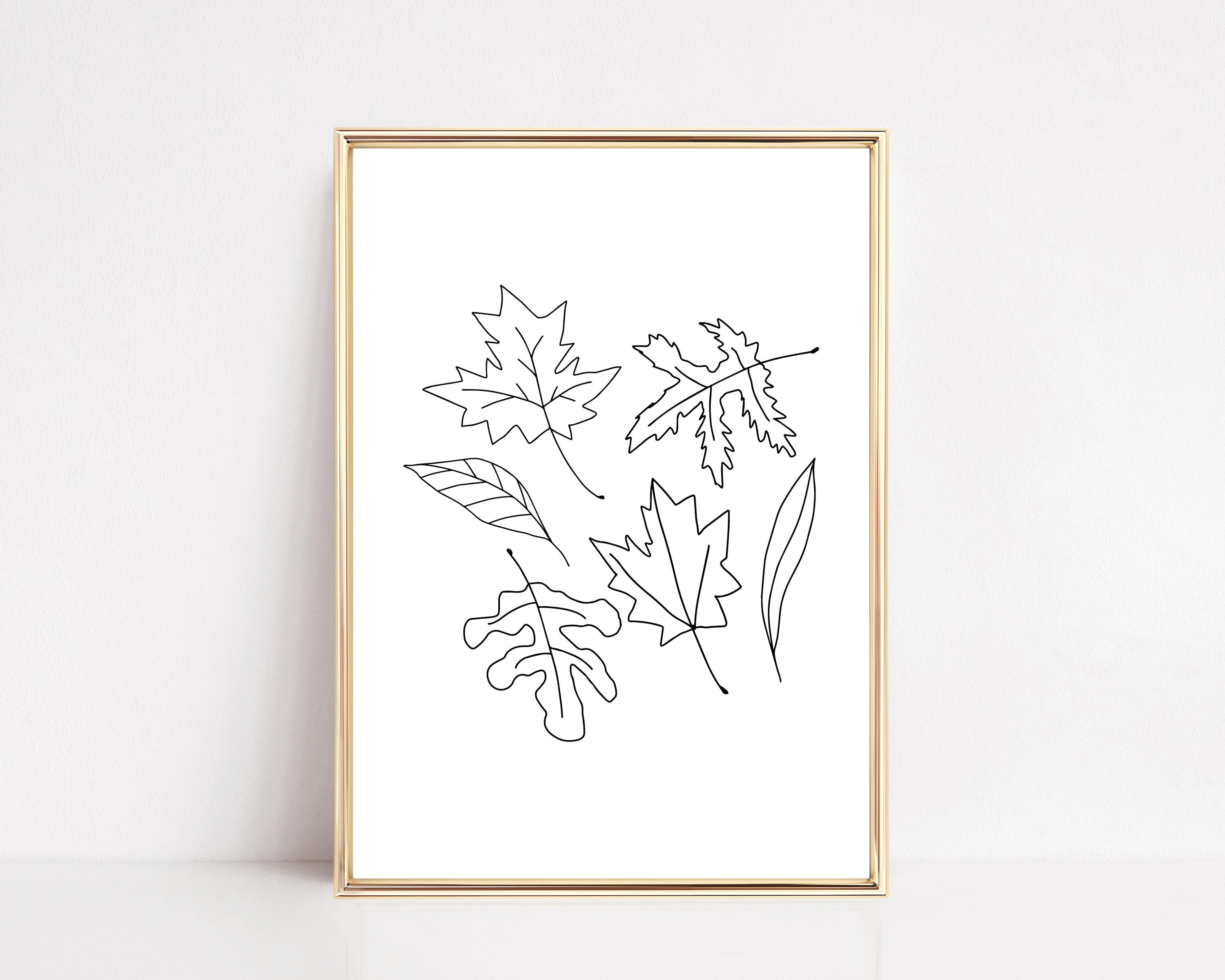 Autumn Decor Minimalist Fall Print Leaves Art Print - Etsy