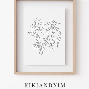 Autumn Decor Minimalist Fall Print Leaves Art Print - Etsy
