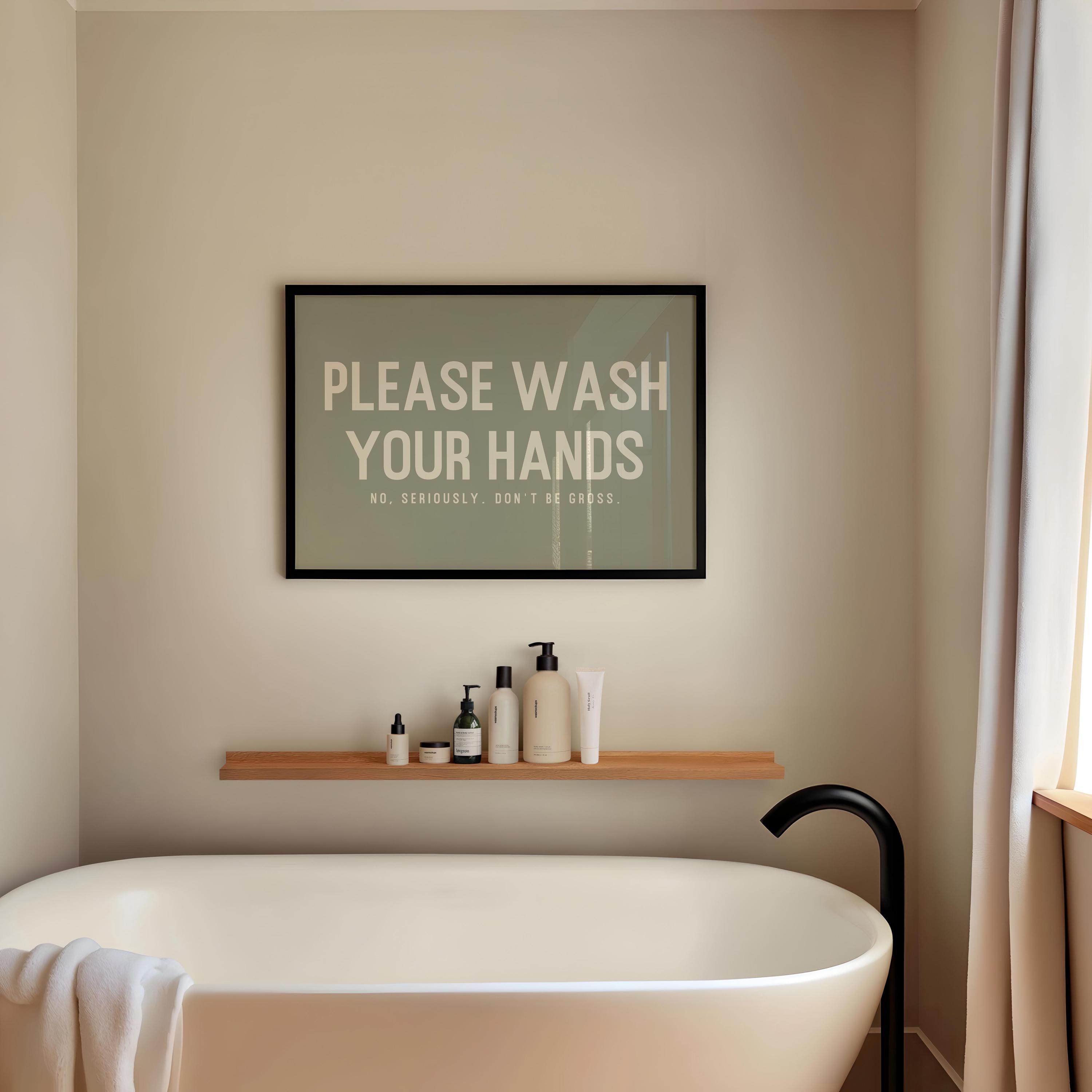 Wash Your Hands Sign | Funny Bathroom Decor | Bathroom Wall Art ...