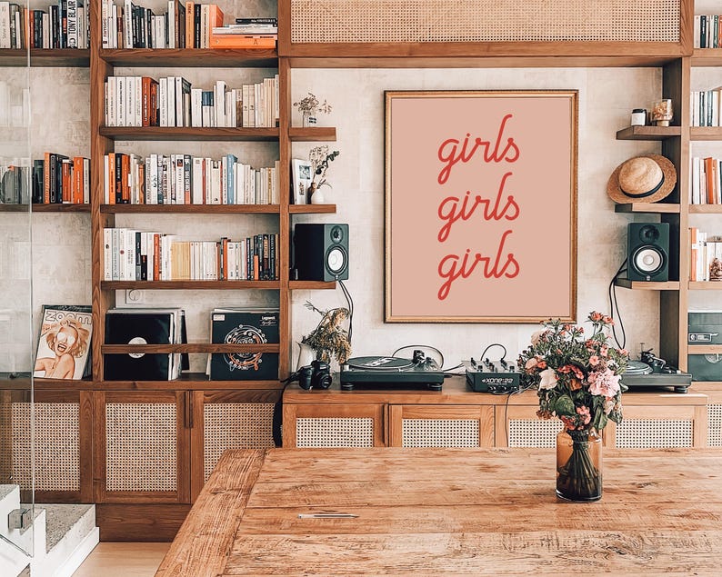 Girls Girls Girls Print | Feminist Wall Art | Girls Support Girls | Pink Dorm Wall Art | fFemale Empowerment | KIKIANDNIM | Digital Print image 5