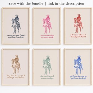 pink cowboy wall art | western wall art | pink wall art | trendy decor | funny cowboy print | horse wall art | kikiandnim | digital print image 6