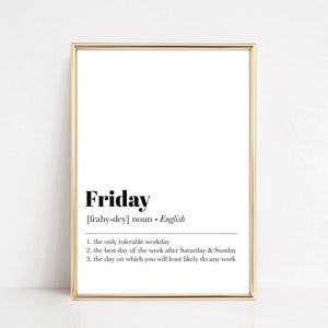 home office decor | friday definition print | office wall art | office definition art | office wall decor | kikiandnim | printable wall art