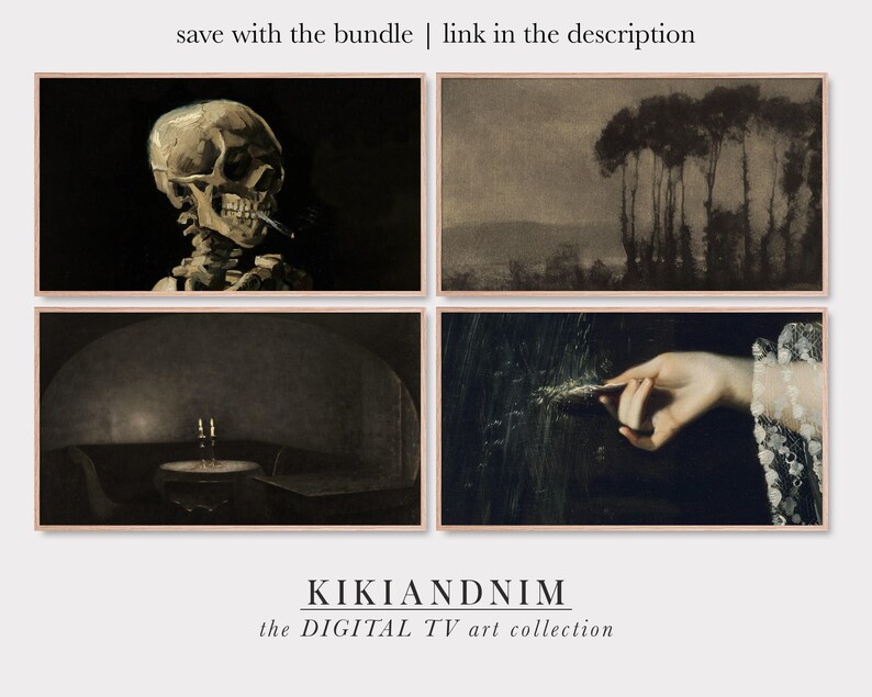 samsung frame tv art | halloween tv art | vintage halloween art for frame tv | the frame tv artwork | dark academia decor | kikiandnim image 4