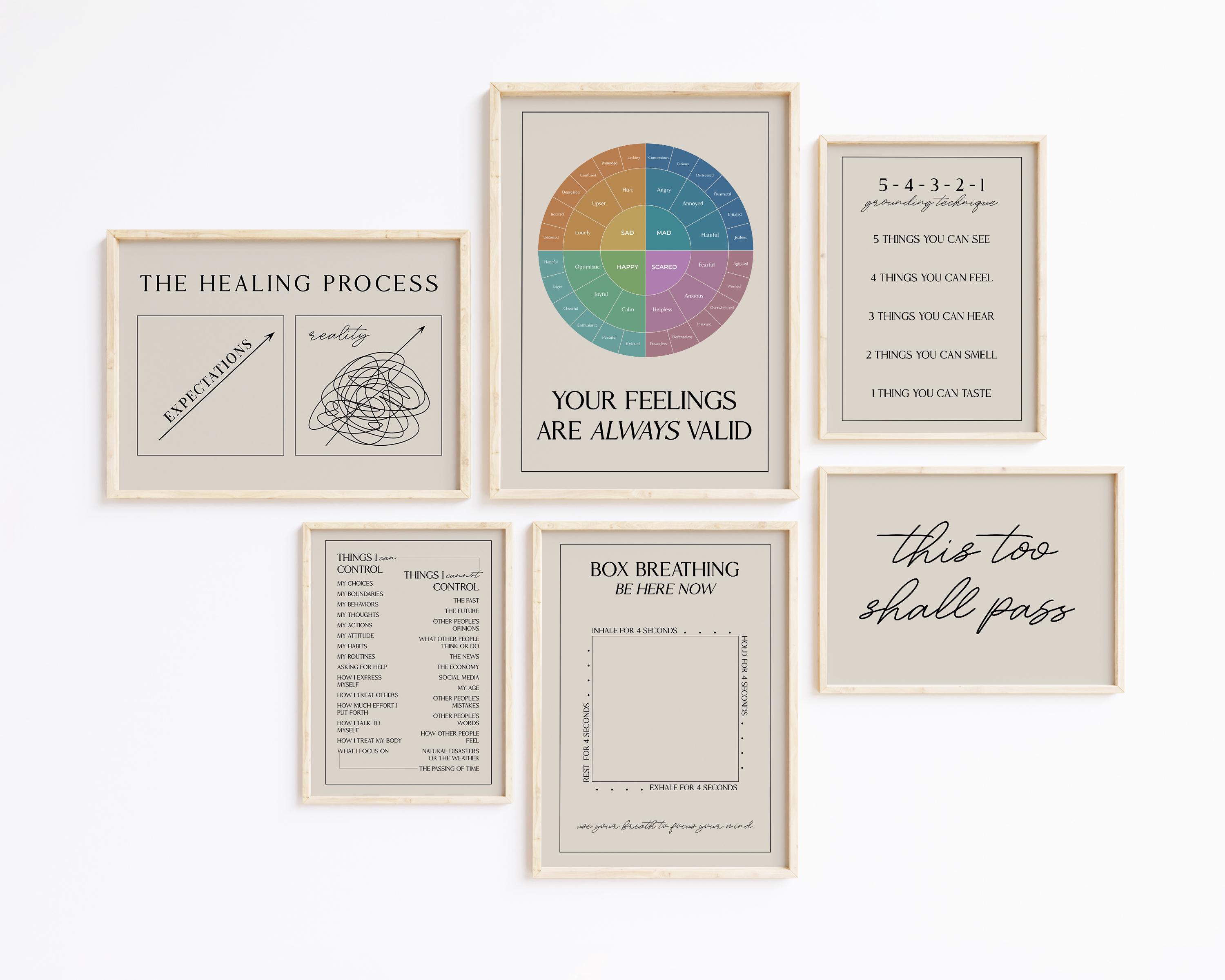 Mental Health Wall Art | Set of 6 Prints | Therapy Office Decor ...