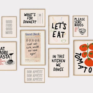 trendy kitchen wall art mega bundle | 30 KITCHEN PRINTS | aesthetic kitchen decor | cute dining room wall art | kikiandnim | digital prints image 2