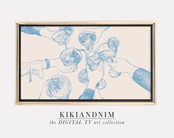 Samsung cadre tv art | art tv cadre mignon | art bleu pour cadre tv | décor de chariot de bar moderne | le cadre tv art | kikiandnim | téléchargement numérique