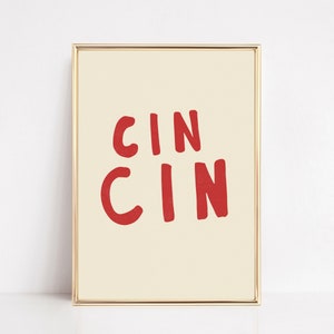 cin cin プリント | 乾杯プリント | バーカートの壁飾り | 乾杯サイン | 乾杯の印刷可能な壁アート | バーカートアート | kikiandnim | デジタルプリント