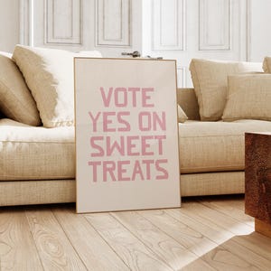 pink girly wall art | cute kitchen print | sweet treat sign | funny dorm decor | apartment decor | kikiandnim | digital download image 2