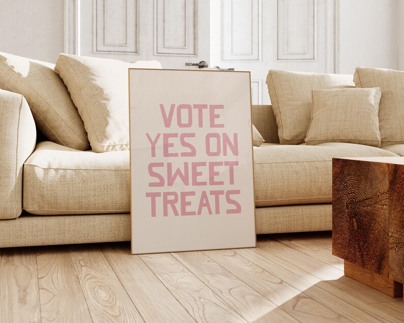 pink girly wall art | cute kitchen print | sweet treat sign | funny dorm decor | apartment decor | kikiandnim | digital download image 2