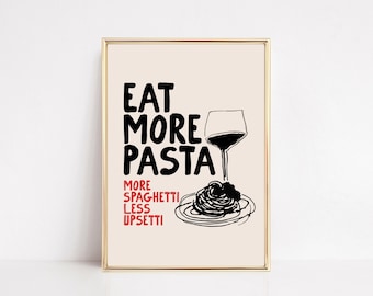 pasta wall art | aesthetic kitchen poster | kitchen wall art | large wall art | trendy apartment decor | kikiandnim | digital wall art print