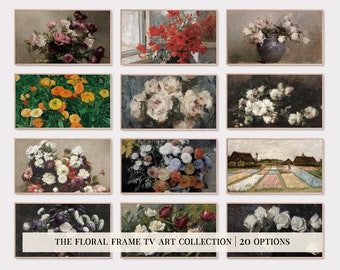 frame tv art | vintage botanical tv art | samsung frame tv art | dark moody flower art for frame tv art | kikiandnim | digital tv art