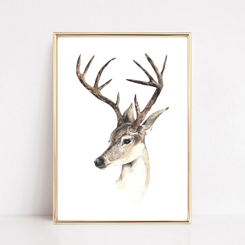 Winter Deer Print Holiday Wall Art Christmas Printable Etsy
