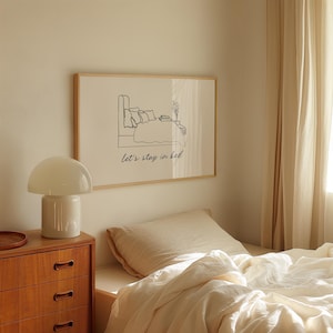 Let's Stay In Bed Print | Minimalist Bedroom Wall Art (Digital Print)