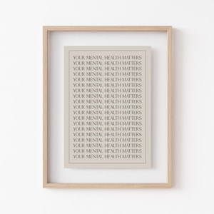 Mental Health Art Print | Minimalist Therapy Office Decor | Neutral Self Care Wall Art | KIKIANDNIM | Digital Download image 5