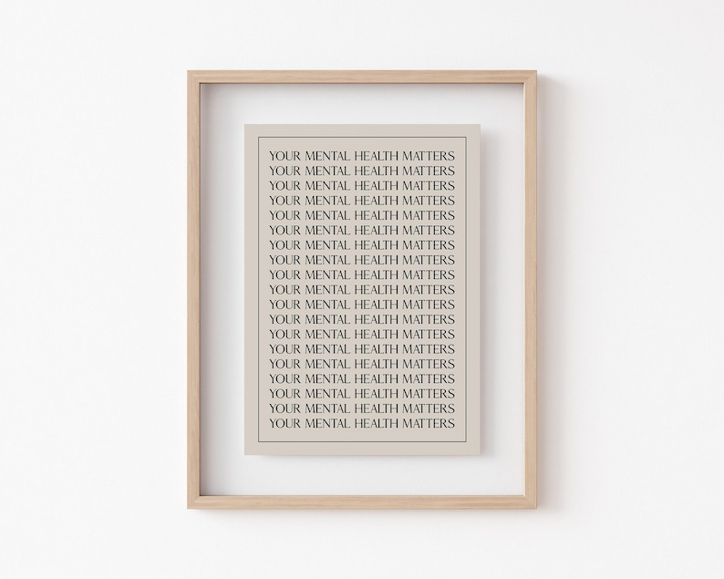 Mental Health Art Print | Minimalist Therapy Office Decor | Neutral Self Care Wall Art | KIKIANDNIM | Digital Download image 5