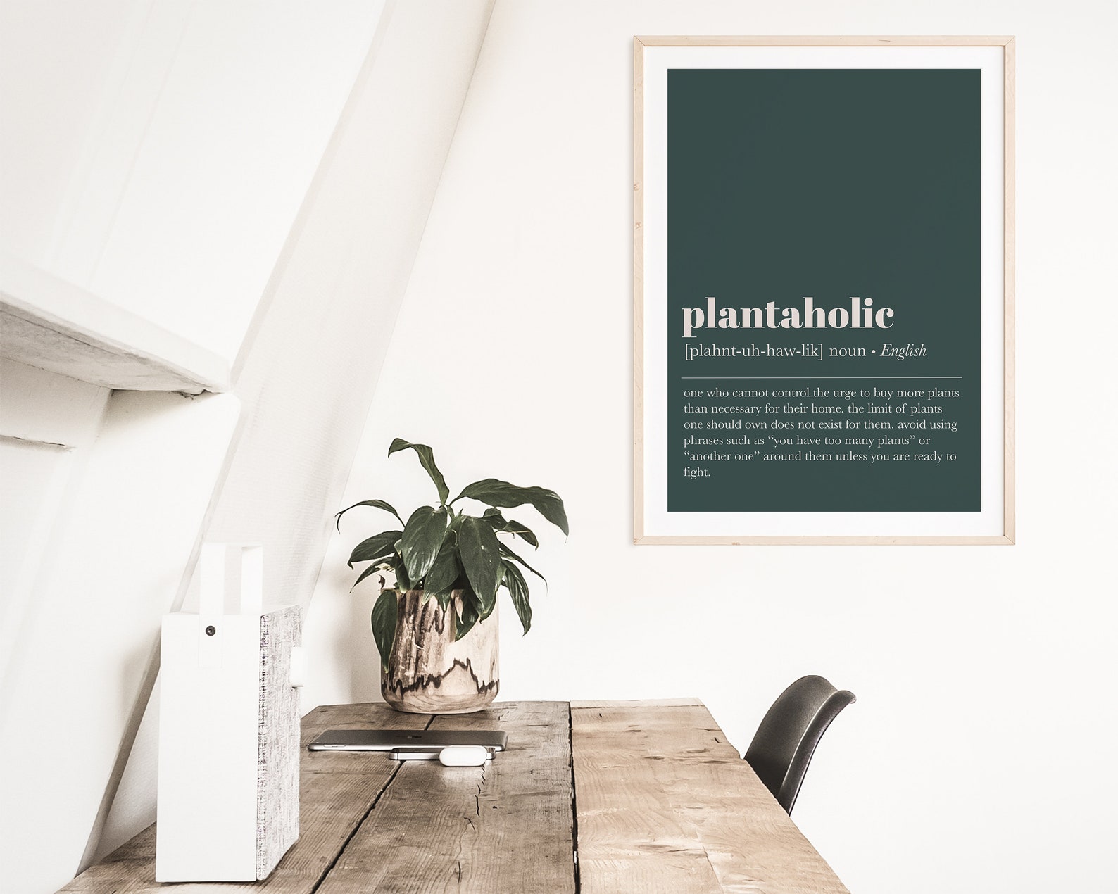 Plantaholic Print Plant Printable Wall Art Green Wall Art Etsy