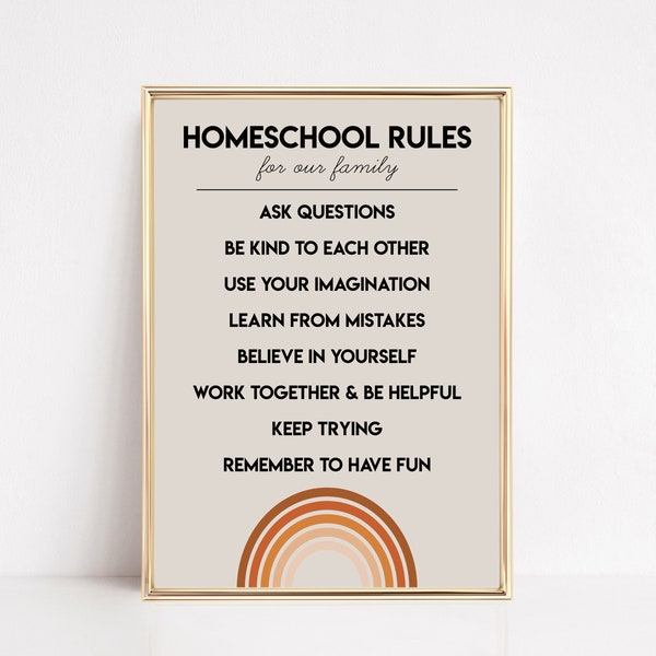 homeschool rules printable | homeschool classroom | homeschool poster | homeschool wall art | homeschool family | digital download