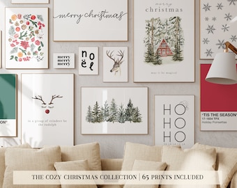 christmas prints mega bundle | 65 CHRISTMAS PRINTABLES | cozy christmas decor | minimalist christmas wall art | kikiandnim | digital prints