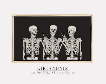 halloween frame tv art | samsung frame tv art | funny skeleton art for frame tv | halloween tv art | kikiandnim | digital download