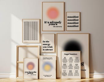 Manifest Gallery Wall Art | Retro Gradient Prints (Digital Download)