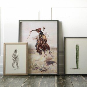 vintage cowboy art | southwestern decor | western wall art | horse print | western decor | rustic wall art | kikiandnim | digital art print image 4