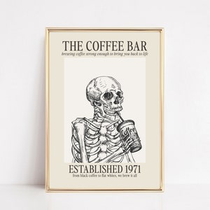 coffee wall art | coffee bar print | halloween coffee bar decor | skeleton print | coffee poster | coffee printable | digital download