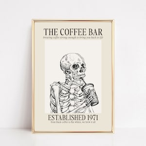 coffee wall art | coffee bar print | halloween coffee bar decor | skeleton print | coffee poster | coffee printable | digital download