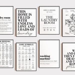 laundry room signs | set of 8 PRINTABLES | laundry room art | laundry room poster | laundry room decor | utility room | digital download