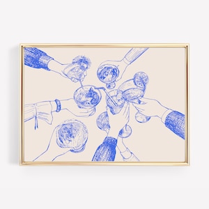 barwagen decor | koningsblauwe kunst aan de muur | proost teken | trendy kunst aan de muur | proost afdrukken | barwagen kunst aan de muur | kikiandnim | afdrukbare kunst aan de muur