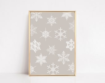 snowflake wall art | holiday home decor | christmas print | neutral christmas decor | christmas wall art | kikiandnim | printable wall art