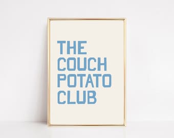 cute living room decor | aesthetic apartment decor | trendy living room wall art | the couch potato club print | kikiandnim | digital print