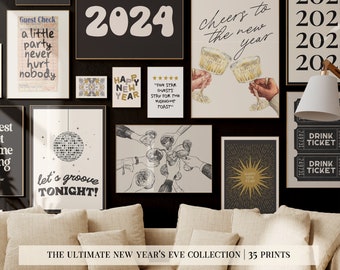 new year 2024 printables | 35 PRINTS | new years eve decorations | nye decorations | nye decor | kikiandnim | printable wall art