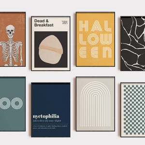 retro halloween decor | 20 HALLOWEEN PRINTABLES | halloween home decor | mid century modern prints | halloween wall art | kikiandnim image 1