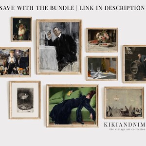 moody wall art | emerald green art | vintage bar cart print | dark academia decor | vintage woman portrait | kikiandnim | printable wall art image 6
